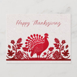 Rode Thanksgiving Turkije Floral Briefkaart