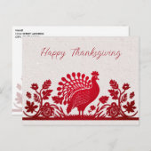 Rode Thanksgiving Turkije Floral Briefkaart (Voorkant / Achterkant)