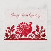 Rode Thanksgiving Turkije Floral Briefkaart (Voorkant)