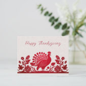 Rode Thanksgiving Turkije Floral Briefkaart (Staand voorkant)