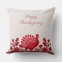 Rode Thanksgiving Turkije Floral Sierkussen