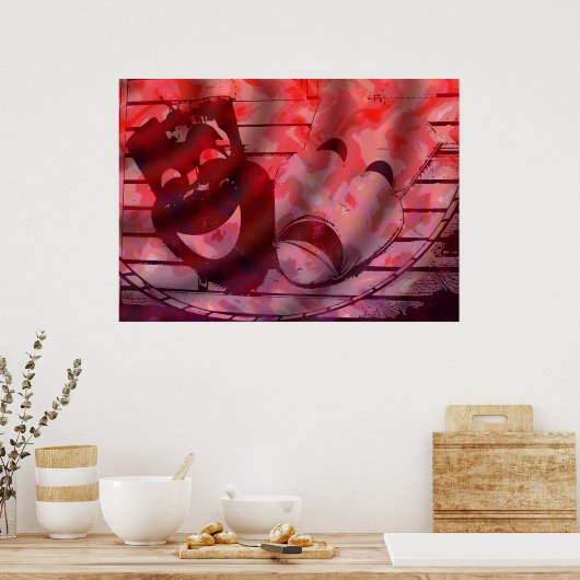 rode theatermaskers poster (Keuken)