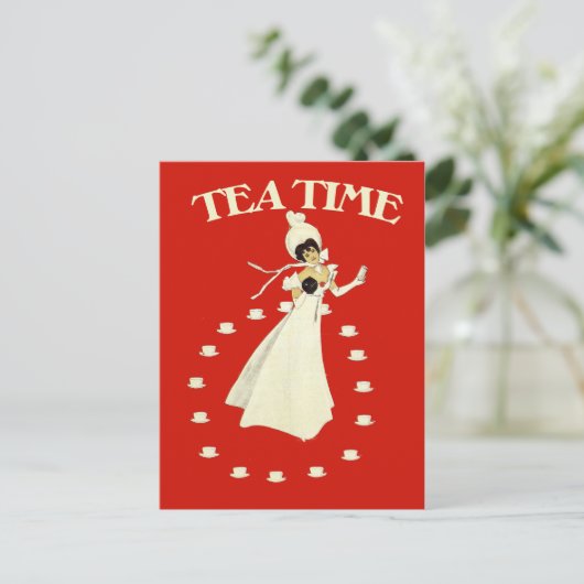  rode theetijd briefkaart (Staand voorkant)