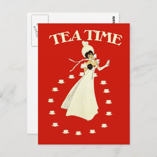  rode theetijd briefkaart (Voorkant / Achterkant)