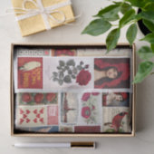 Rode thema collage met rode roos,  meisjes etc tissuepapier (Geschenk)