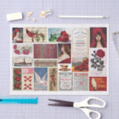 Rode thema collage met rode roos,  meisjes etc tissuepapier (Craft)