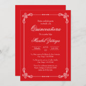 Rode thema quinceañera kaart (Voorkant / Achterkant)