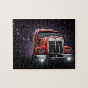 Rode Thunder KW vrachtwagen 18 Wheeler Legpuzzel