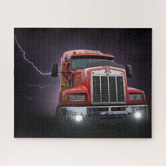 Rode Thunder KW vrachtwagen 18 wieler Legpuzzel (Horizontaal)