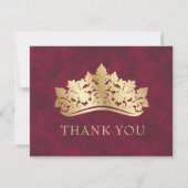 Rode Tiara kroon Elegante Quinceanera Bedankkaart (Voorkant)