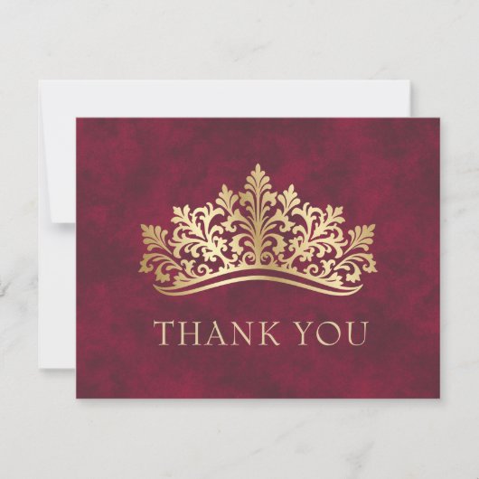 Rode Tiara kroon Elegante Quinceanera Bedankkaart (Voorkant)