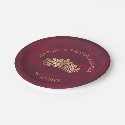 Rode Tiara kroon Elegante Quinceanera Papieren Bordje (Gekanteld)