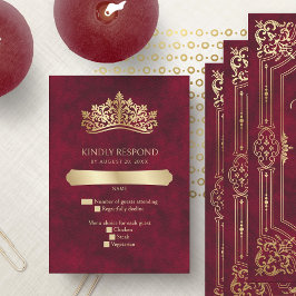 Rode Tiara kroon Elegante Quinceanera RSVP Kaartje