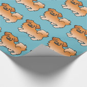 Rode Tibetaanse Spaniel Cartoon Hond Cadeaupapier (Hoek)