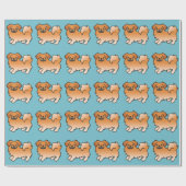 Rode Tibetaanse Spaniel Cartoon Hond Cadeaupapier (Vlak)