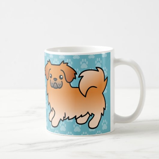 Rode Tibetaanse Spaniel Cartoon Hond Koffiemok (Rechts)