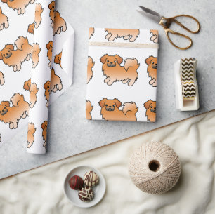 Rode Tibetaanse Spaniel Leuke Cartoon Hond Patroon Cadeaupapier