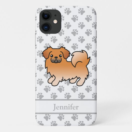Rode Tibetaanse Spaniel Schattige Cartoon Hond & N Case-Mate iPhone Case (Achterkant)
