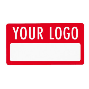 Rode tijdelijke naamstickers met logo-badge sticke etiket