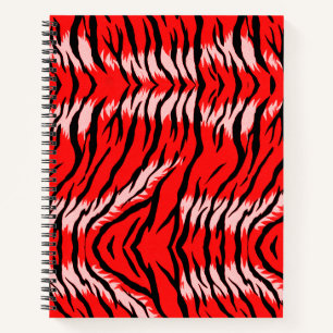 Rode Tijger Dier Huid Patroon Ontwerp Notitieboek