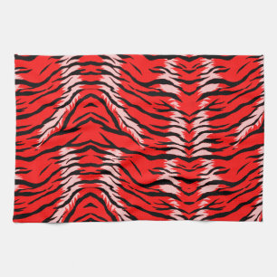 Rode Tijger Dierenhuid Patroon Ontwerp Theedoek