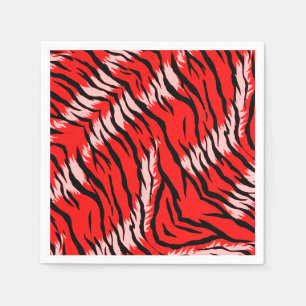 Rode Tijger Dierlijke Huid Patroon Ontwerp  Servet