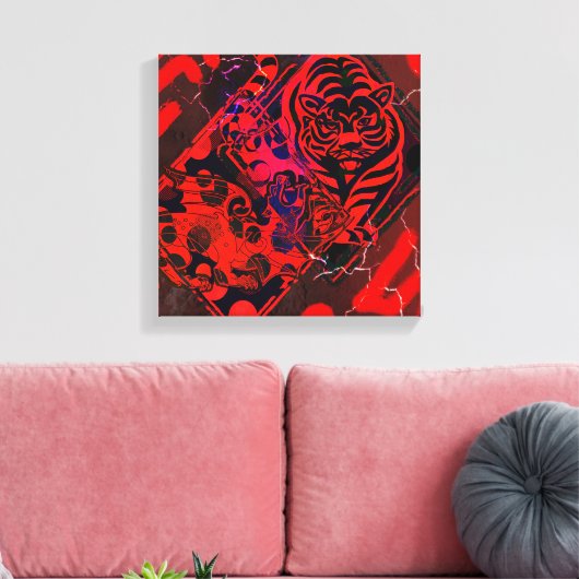 Rode Tijger Draak Canvas Afdruk (Insitu (Woonkamer))