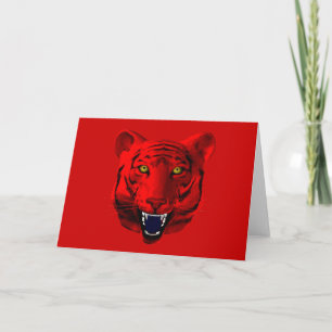 Rode tijger feestdagen kaart