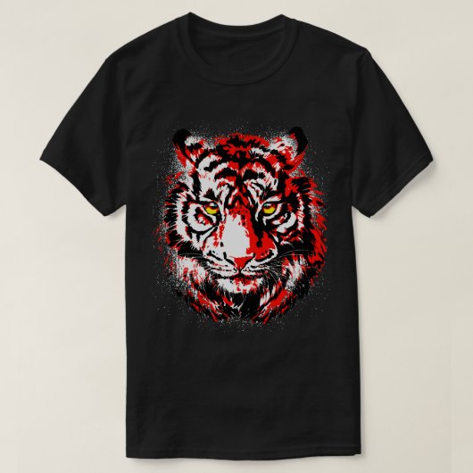 Rode Tijger Hoofd Realistische Tijger Ogen T-shirt (Design voorkant)