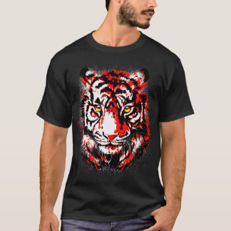 Rode Tijger Hoofd Realistische Tijger Ogen T-shirt