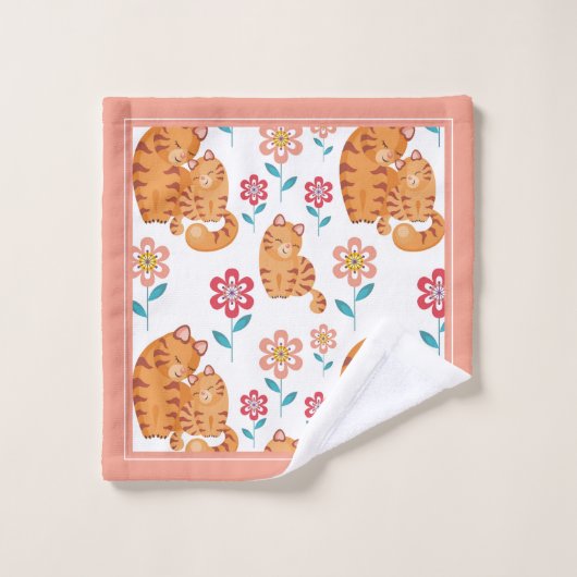 Rode tijger kat moeder en baby grens Moederdag Bad Handdoek (Wasdoekje)