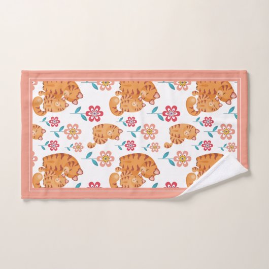 Rode tijger kat moeder en baby grens Moederdag Bad Handdoek (Handdoek)