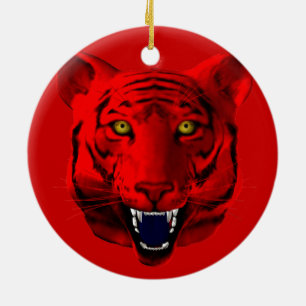Rode tijger keramisch ornament