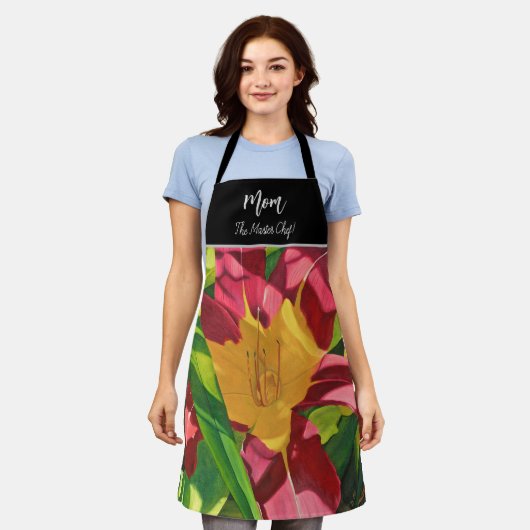 Rode Tijger Lelie bloemen, Mam Schort (Gedragen)