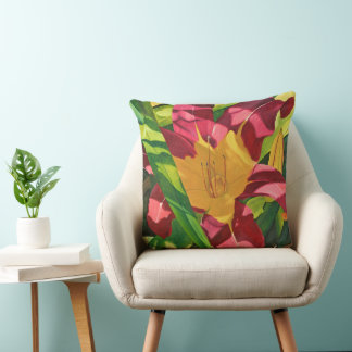 Rode Tijger Lelie bloemenschilderij, Groot Kussen