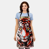 Rode tijger Schort | Kleurrijk tijgergezicht (Gedragen)