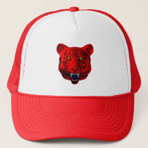 Rode tijger trucker pet