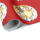 Rode tijger Waterverf Chinees nieuwjaar 2022 Cadeaupapier (Rol Hoek)