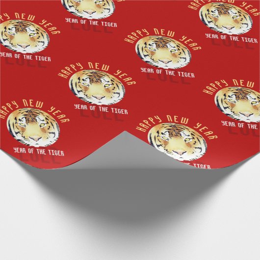 Rode tijger Waterverf Chinees nieuwjaar 2022 Cadeaupapier (Hoek)