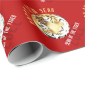 Rode tijger Waterverf Chinees nieuwjaar 2022 Cadeaupapier (Rol Hoek)