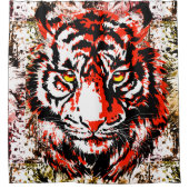 Rode tijgerkop - Tiger Shower Curtain Douchegordijn (Voorkant)