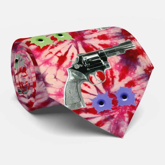 Rode tinkleurstof met pistool- en kogelgaten stropdas (Opgerold)