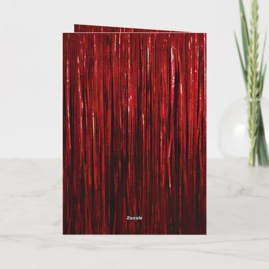 Rode Tinsel Gouden Glitter Kerstboom Kaart (Achterkant)