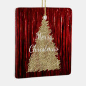 Rode Tinsel Gouden Kerstboom Keramisch Ornament (Rechts)