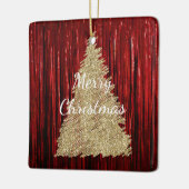 Rode Tinsel Gouden Kerstboom Keramisch Ornament (Links)