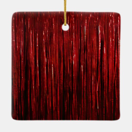 Rode Tinsel Gouden Kerstboom Keramisch Ornament (Achterkant)