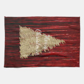 Rode Tinsel Gouden Kerstboom Theedoek (Horizontaal)