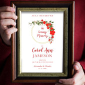 Rode tinten bloemenkrans bruiloft liefdevolle heri poster