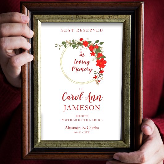 Rode tinten bloemenkrans bruiloft liefdevolle heri poster