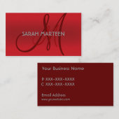 Rode tinten, eenvoudige aangepaste monogram-visite visitekaartje (Voorkant / Achterkant)